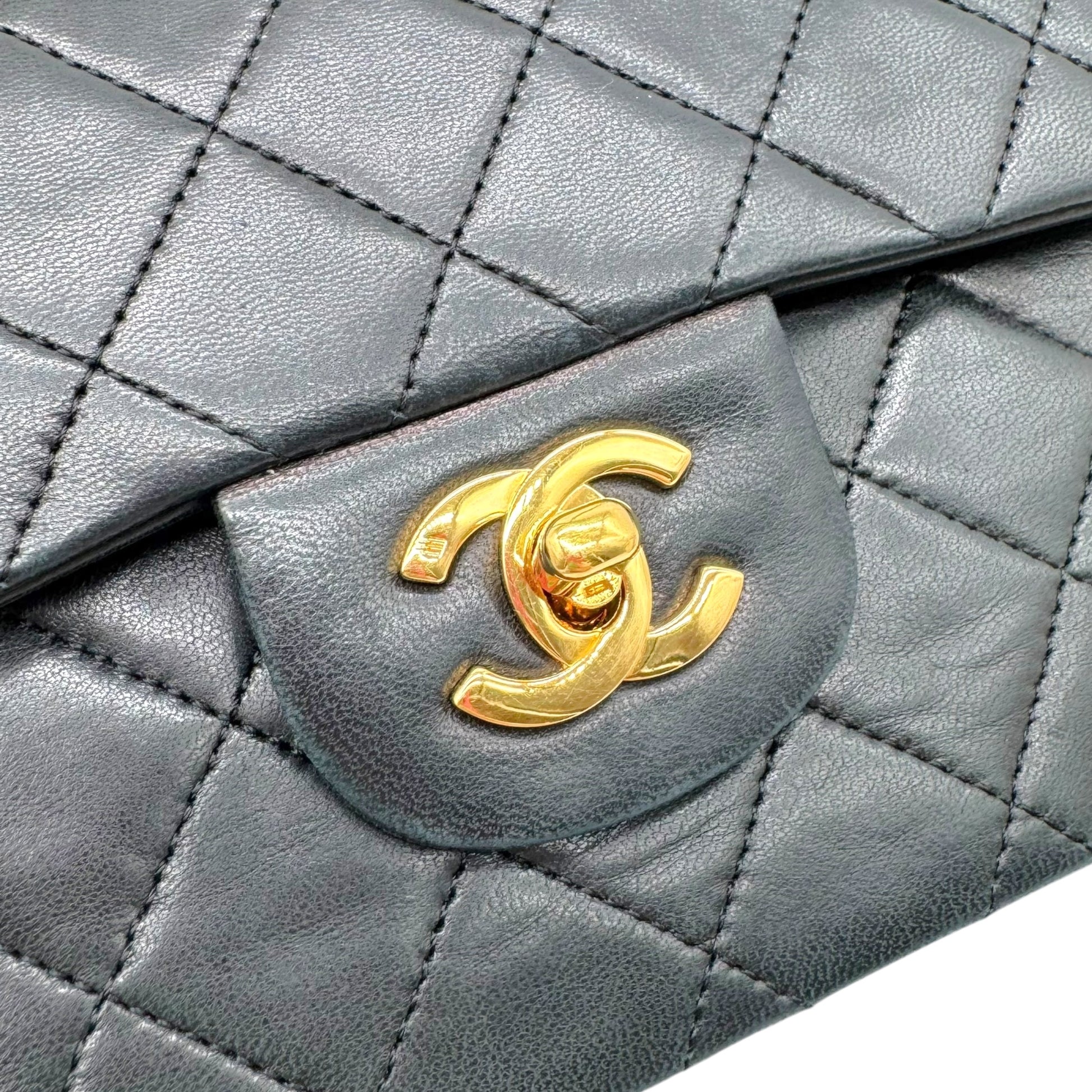 Chanel Black Lambskin Matelasse Small Classic Double Flap Bag