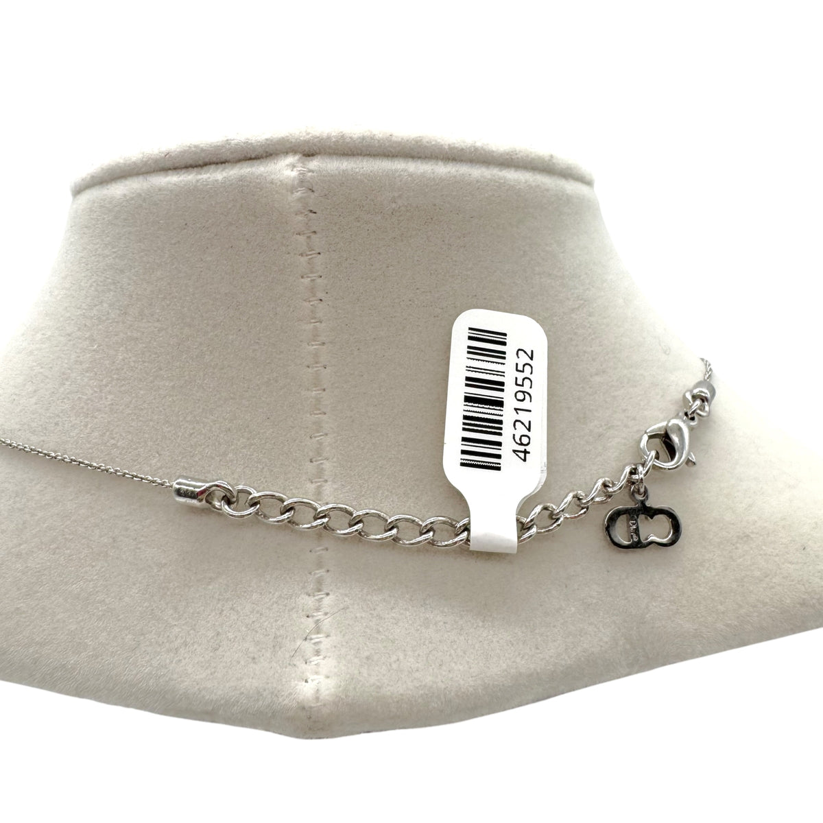 Christian Dior Silver Crystal Spell-Out Logo Necklace
