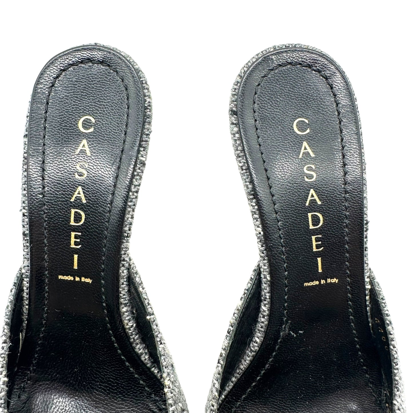 Casadei Tweed & Knit Kitten Heel Mules