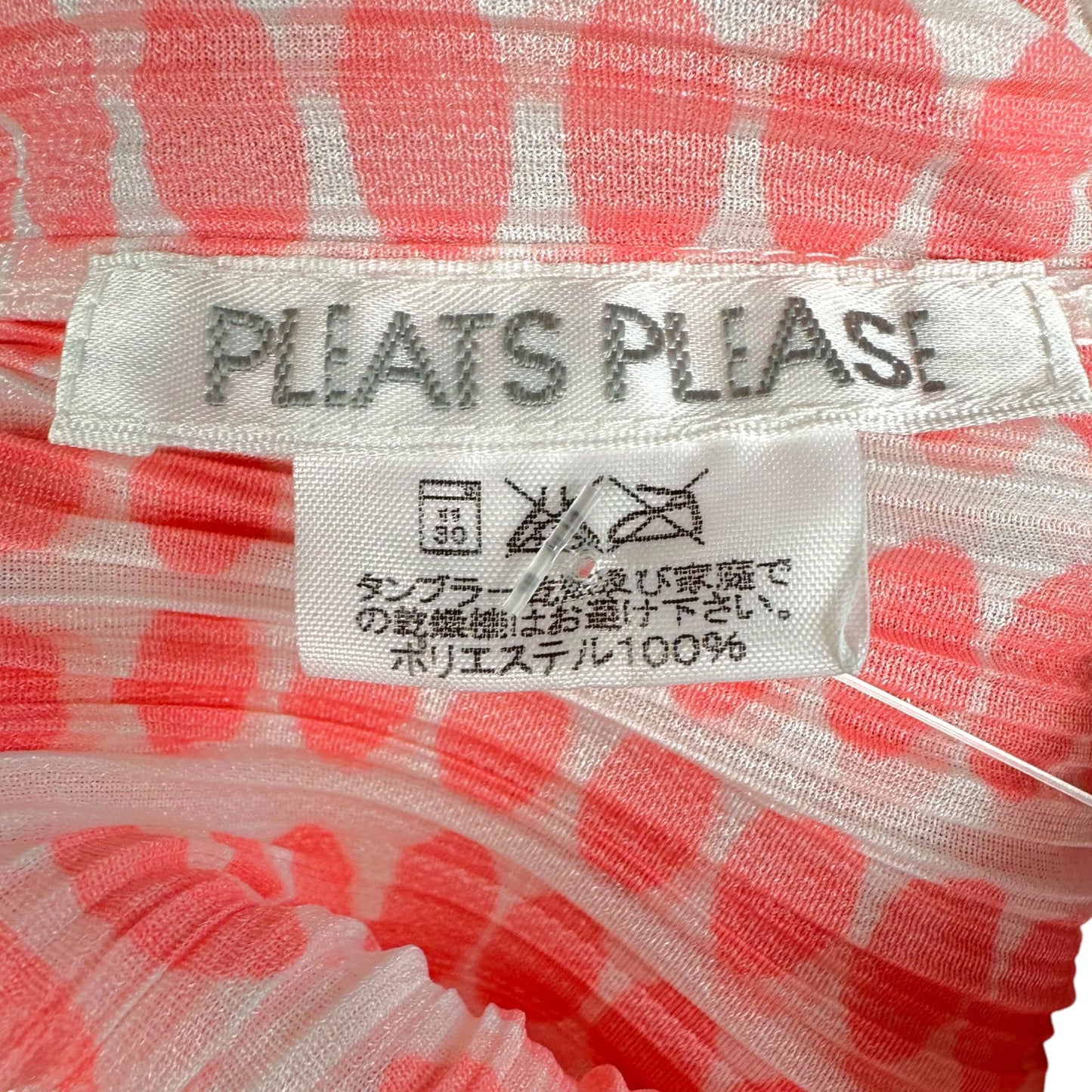 Issey Miyake Pleats Please Pink & White Polka Dot Maxi Dress