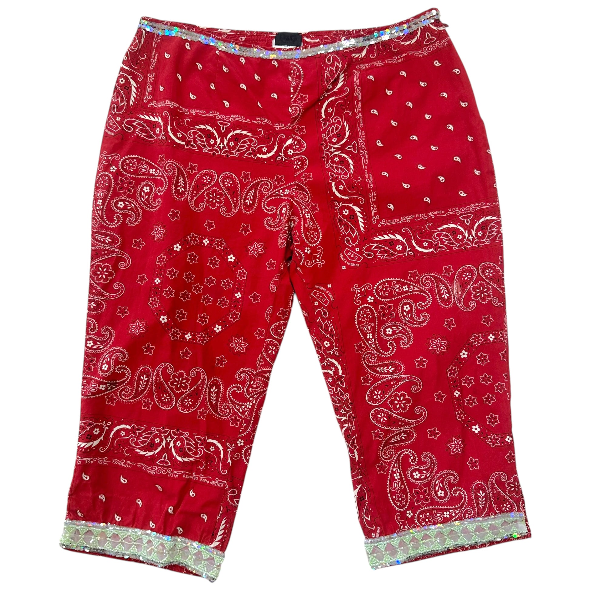 (RARE) D&G Dolce & Gabbana Sequin Trim Bandana Capri Pants - Outfit Repeater