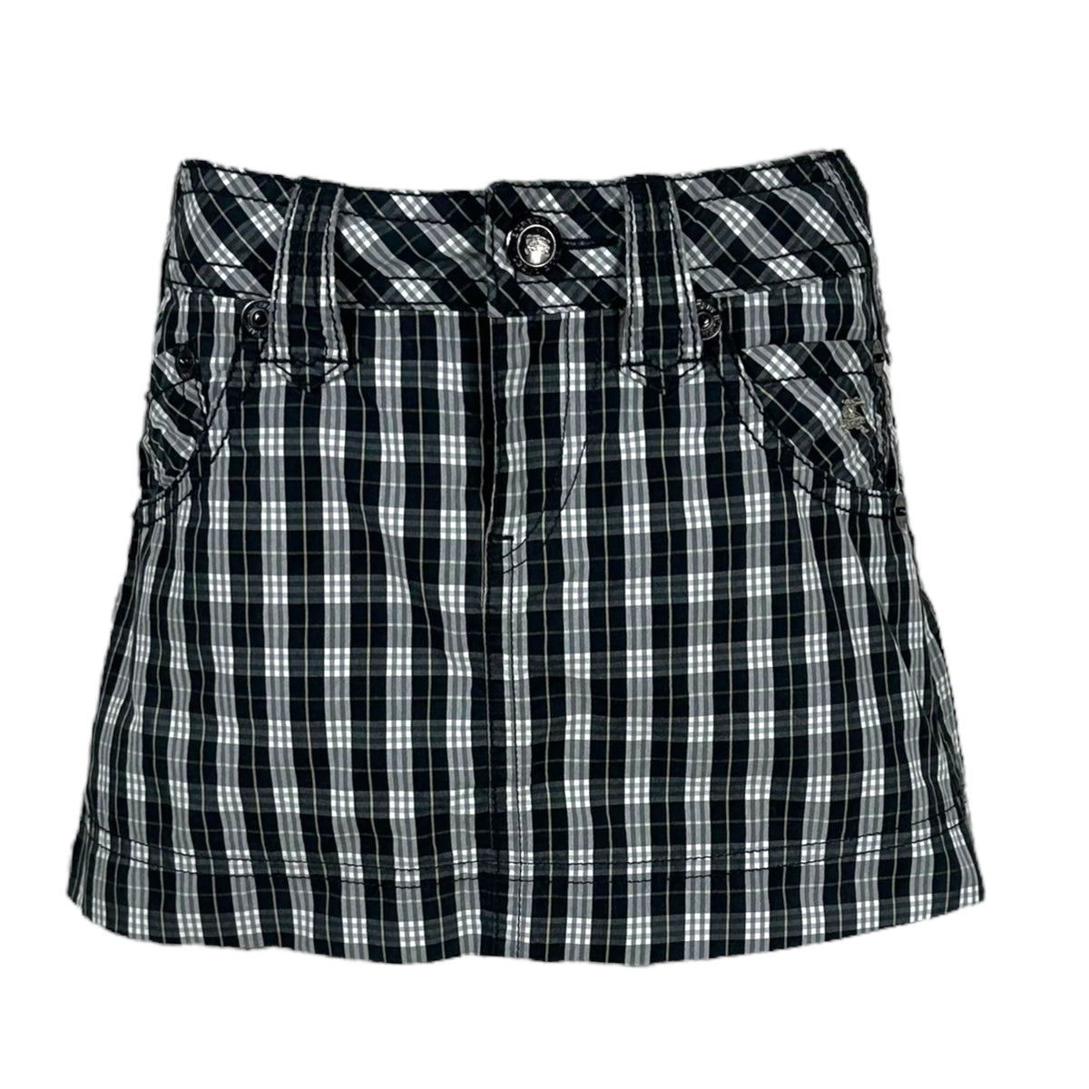 Burberry Black Plaid Mini Skirt No Pleat