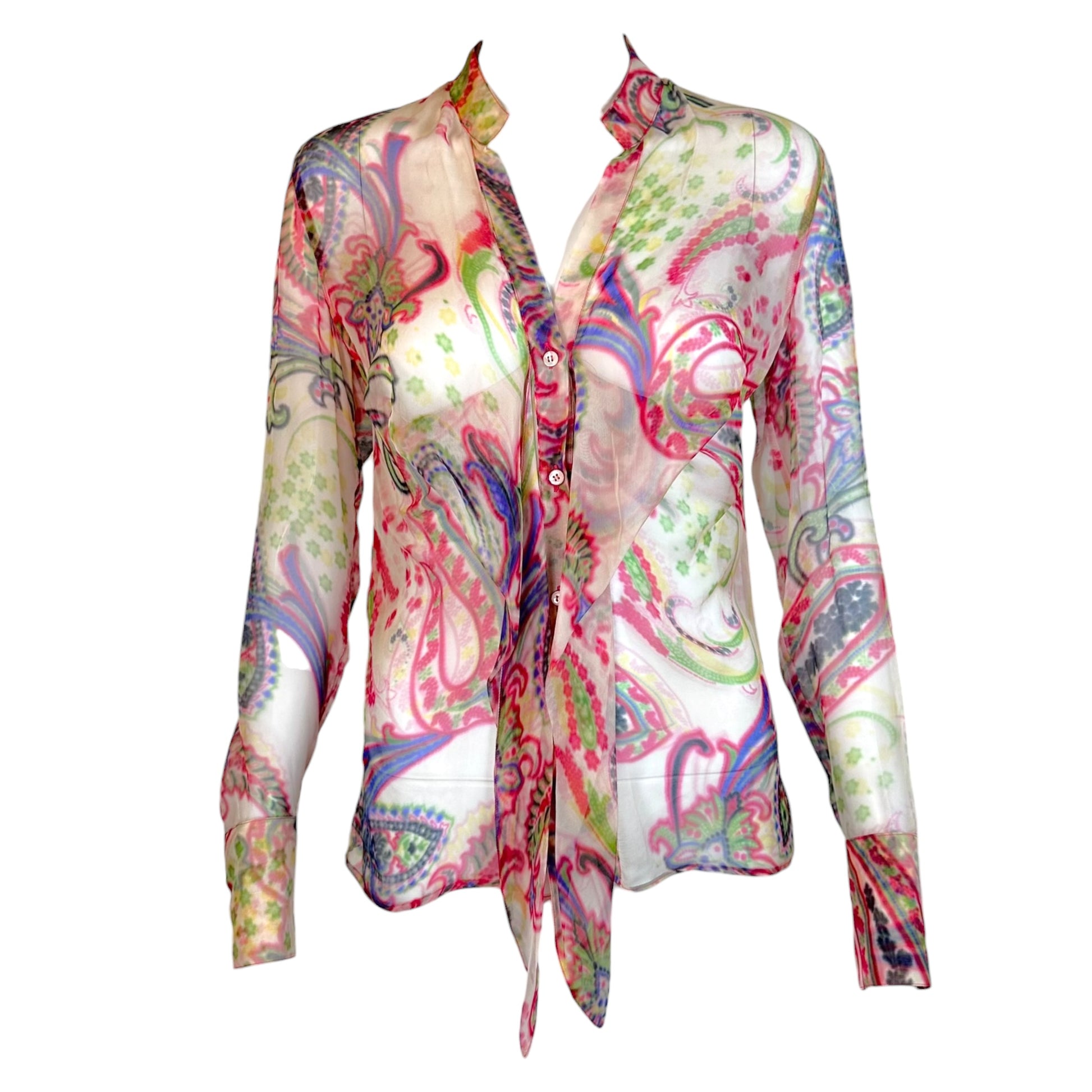 Armani Collezioni Pink Paisley Print Silk Blouse