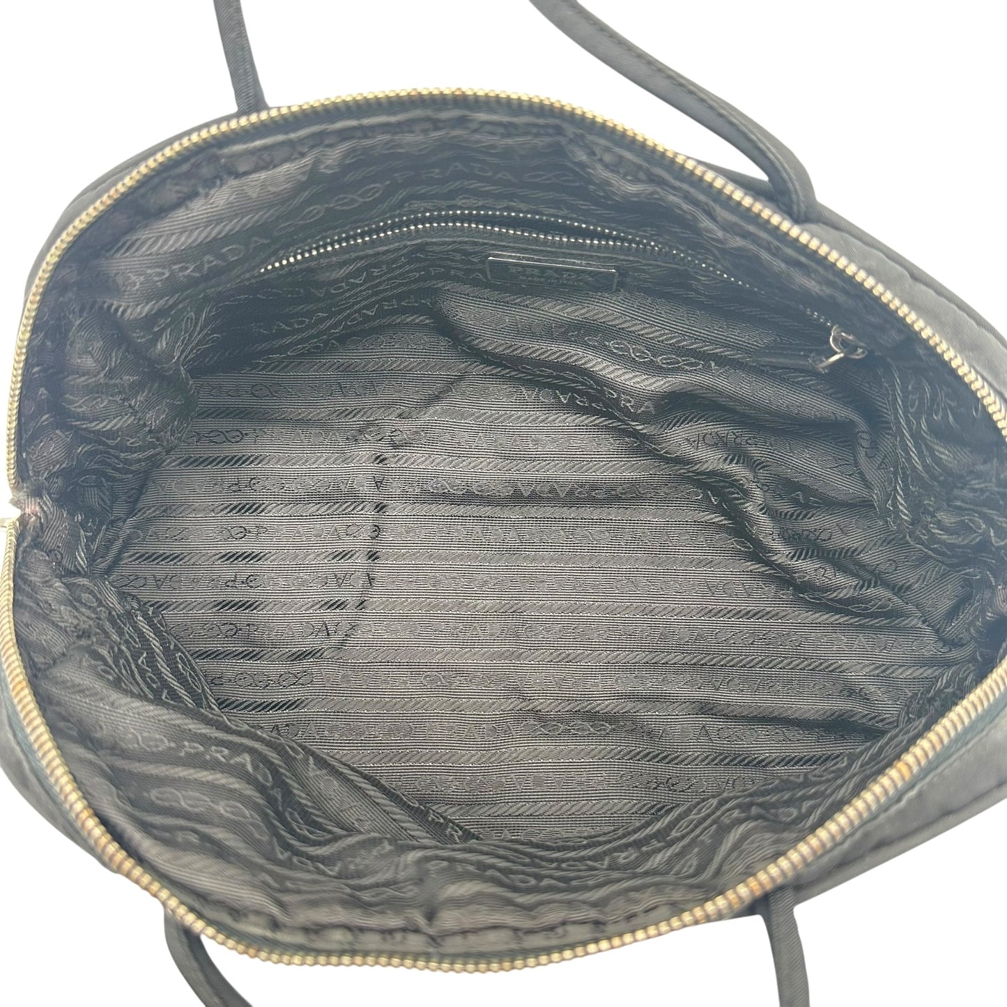 Prada Black Nylon East West Bowler Shoulder Bag