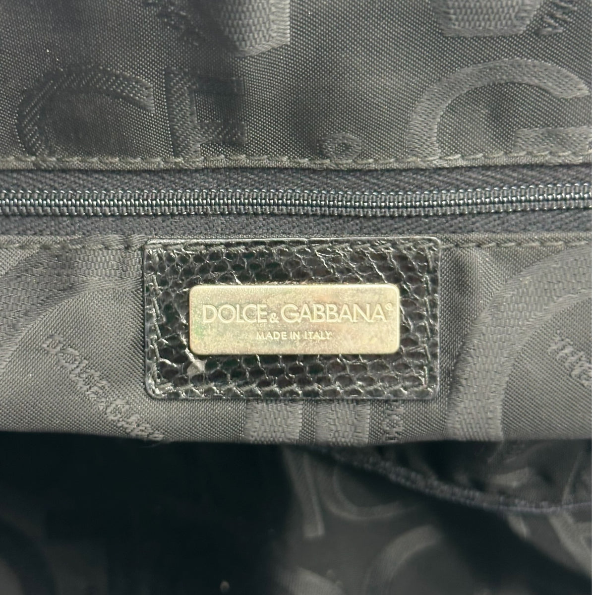 Dolce & Gabbana Black Leather Python Studded Handbag