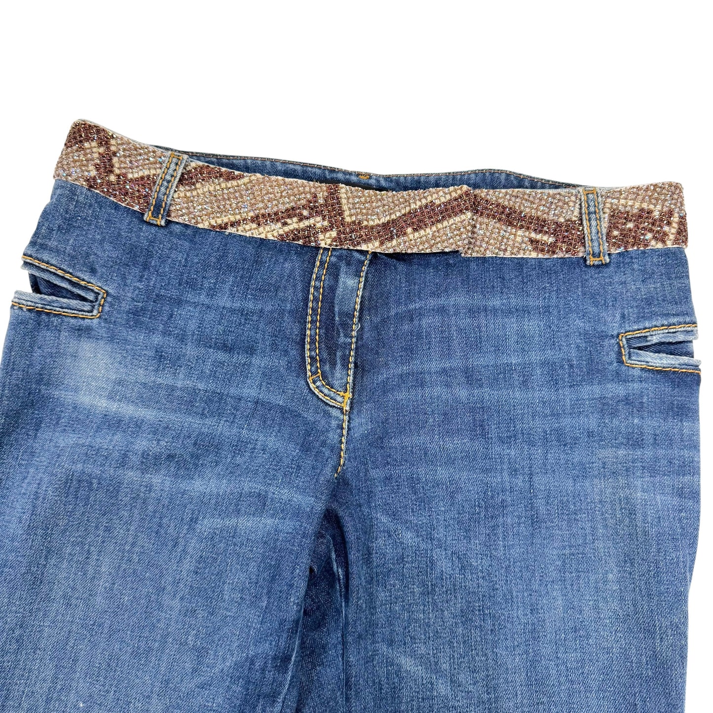 Roberto Cavalli 2006 Crystal 'Snake Print' Wistband Bootcut Jeans - Outfit Repeater