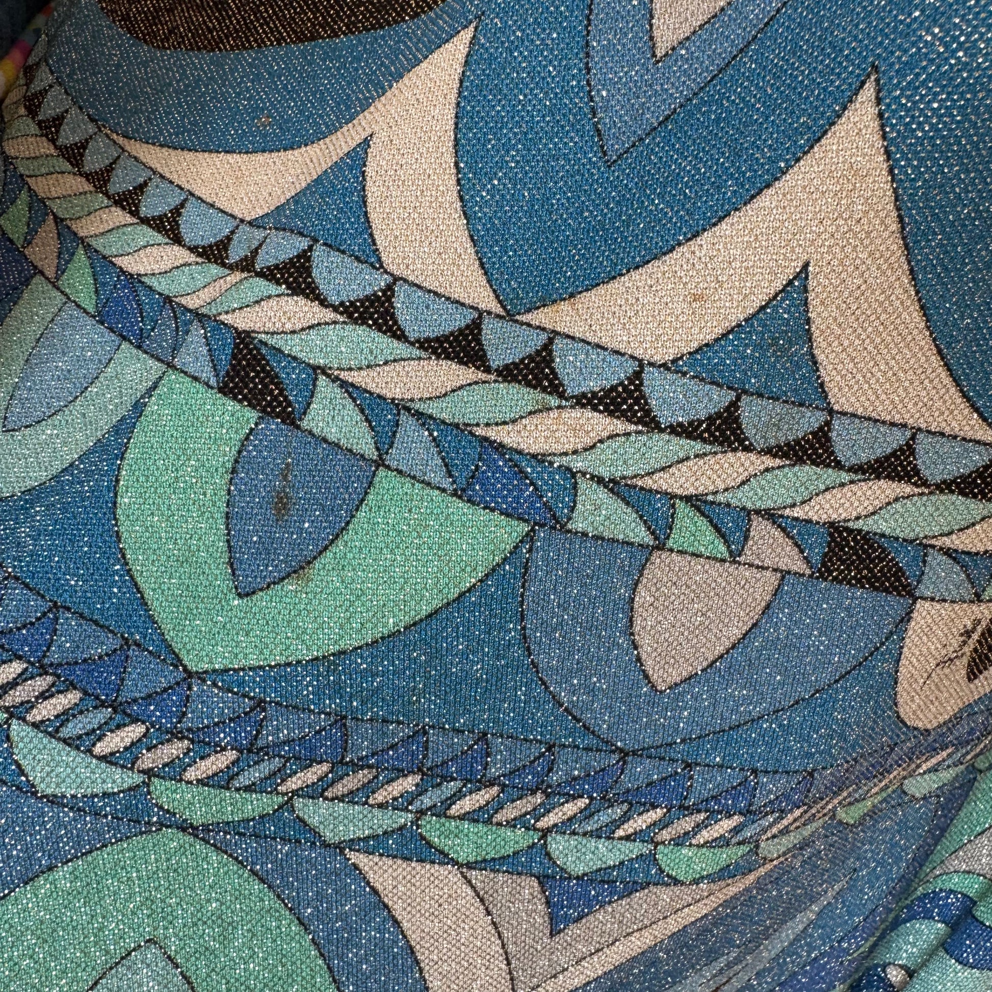 Emilio Pucci Blue Printed Metallic Dolman Sleeve Blouse