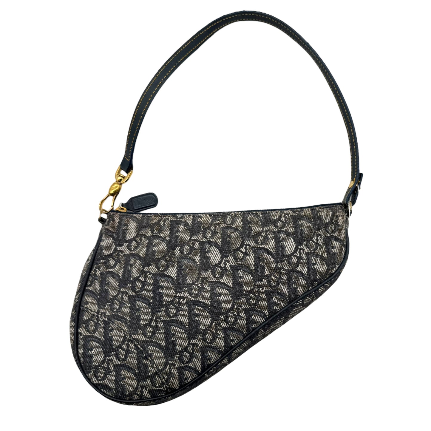 Christian Dior Navy Monogram Trotter Small Saddle Bag