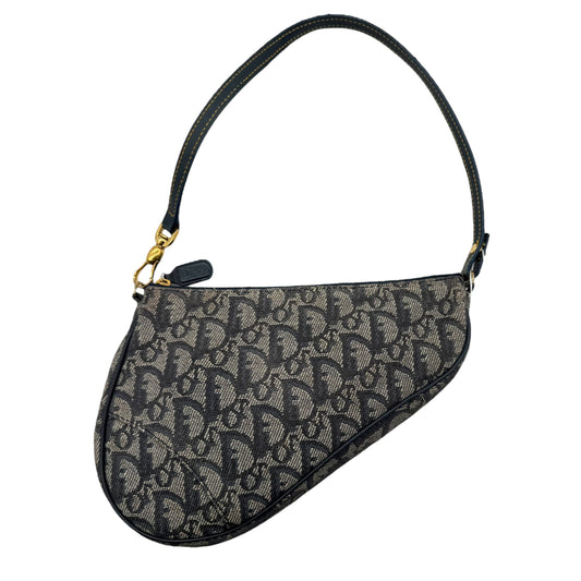Christian Dior Navy Monogram Trotter Small Saddle Bag