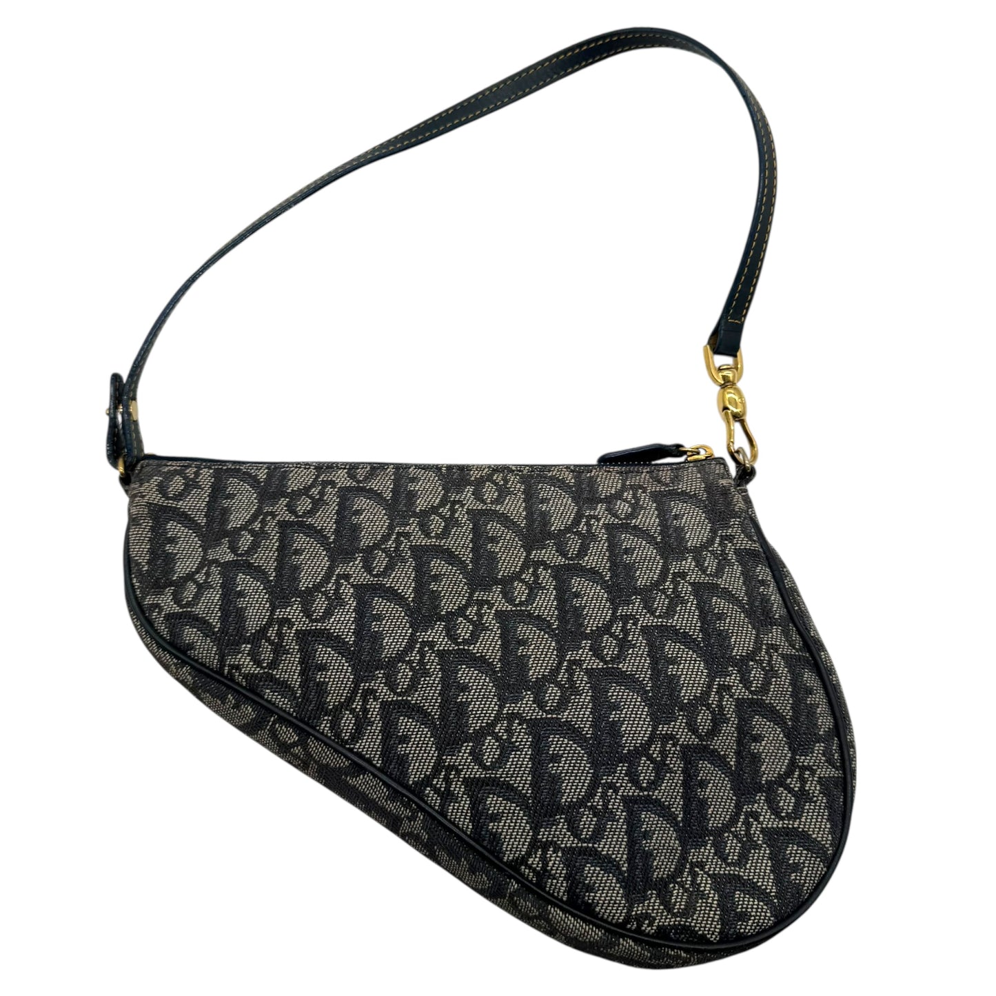Christian Dior Navy Monogram Trotter Small Saddle Bag