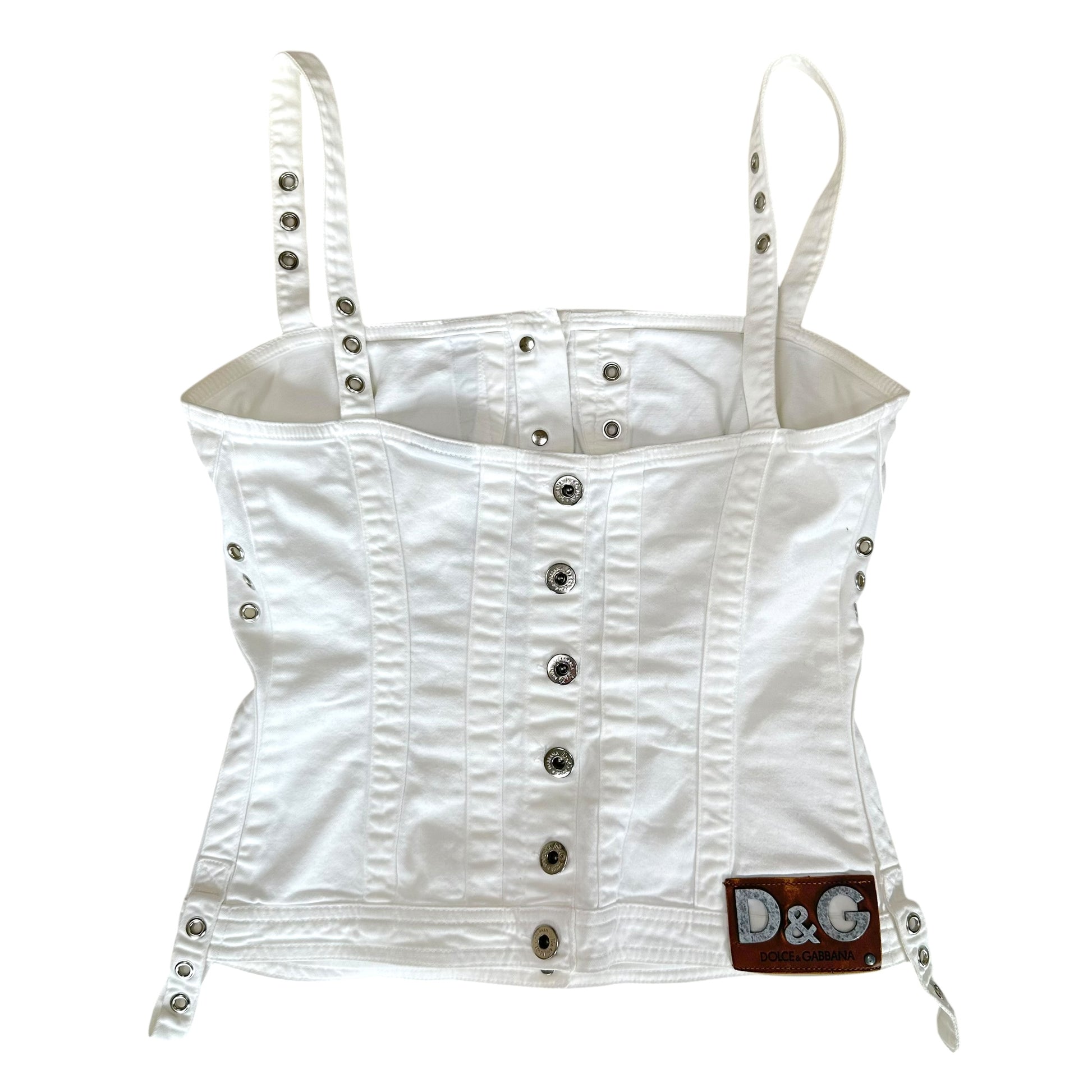 D&G Dolce & Gabbana White Rivet Embellished Butier Top - Outfit Repeater