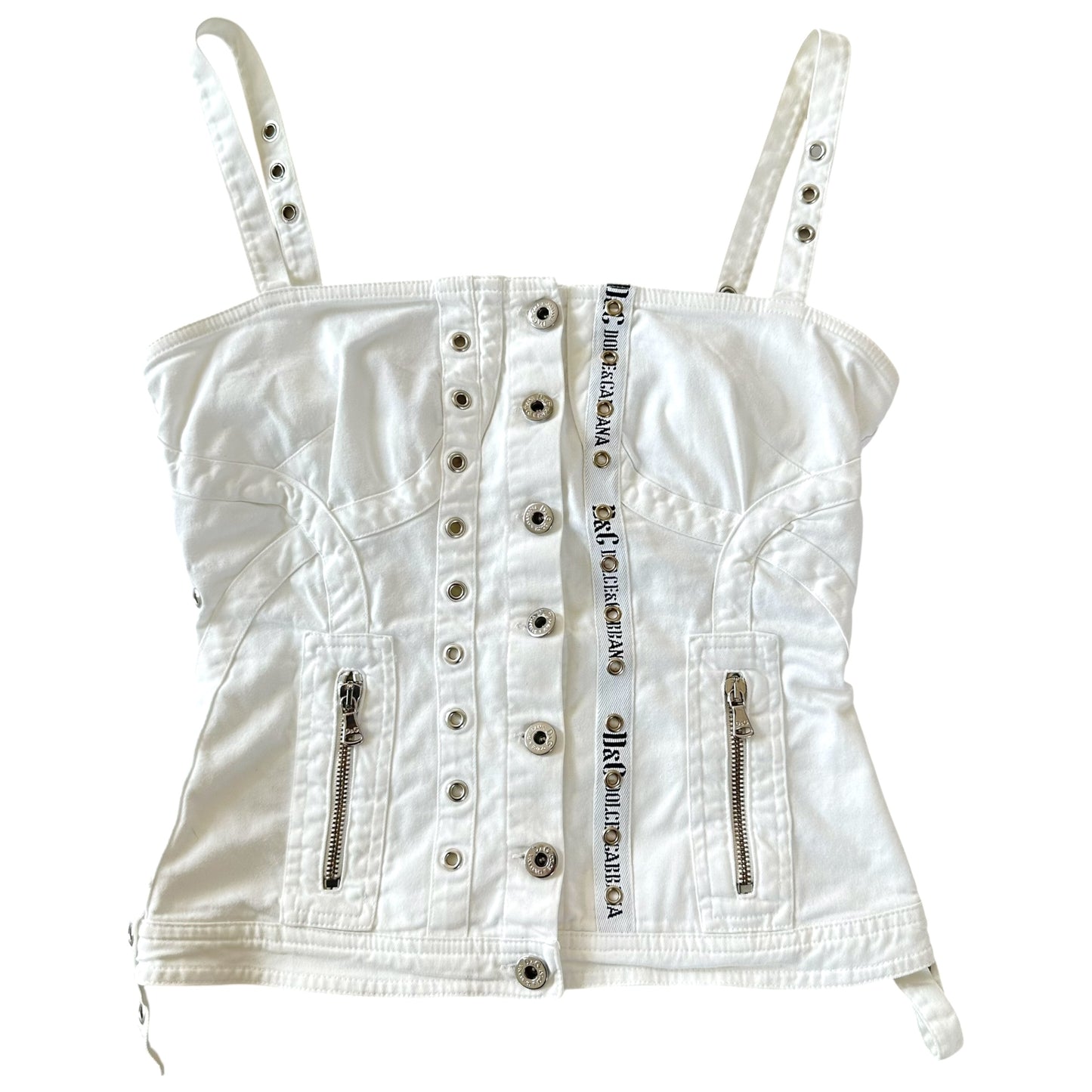 D&G Dolce & Gabbana White Rivet Embellished Butier Top - Outfit Repeater