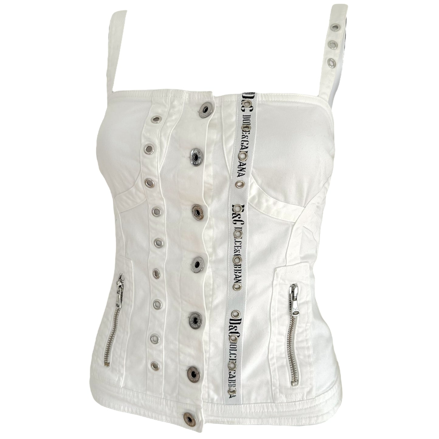 D&G Dolce & Gabbana White Rivet Embellished Butier Top - Outfit Repeater