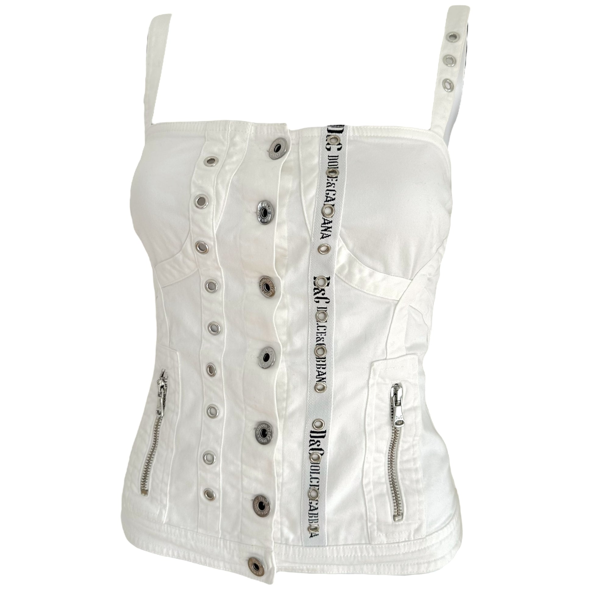 D&G Dolce & Gabbana White Rivet Embellished Butier Top - Outfit Repeater