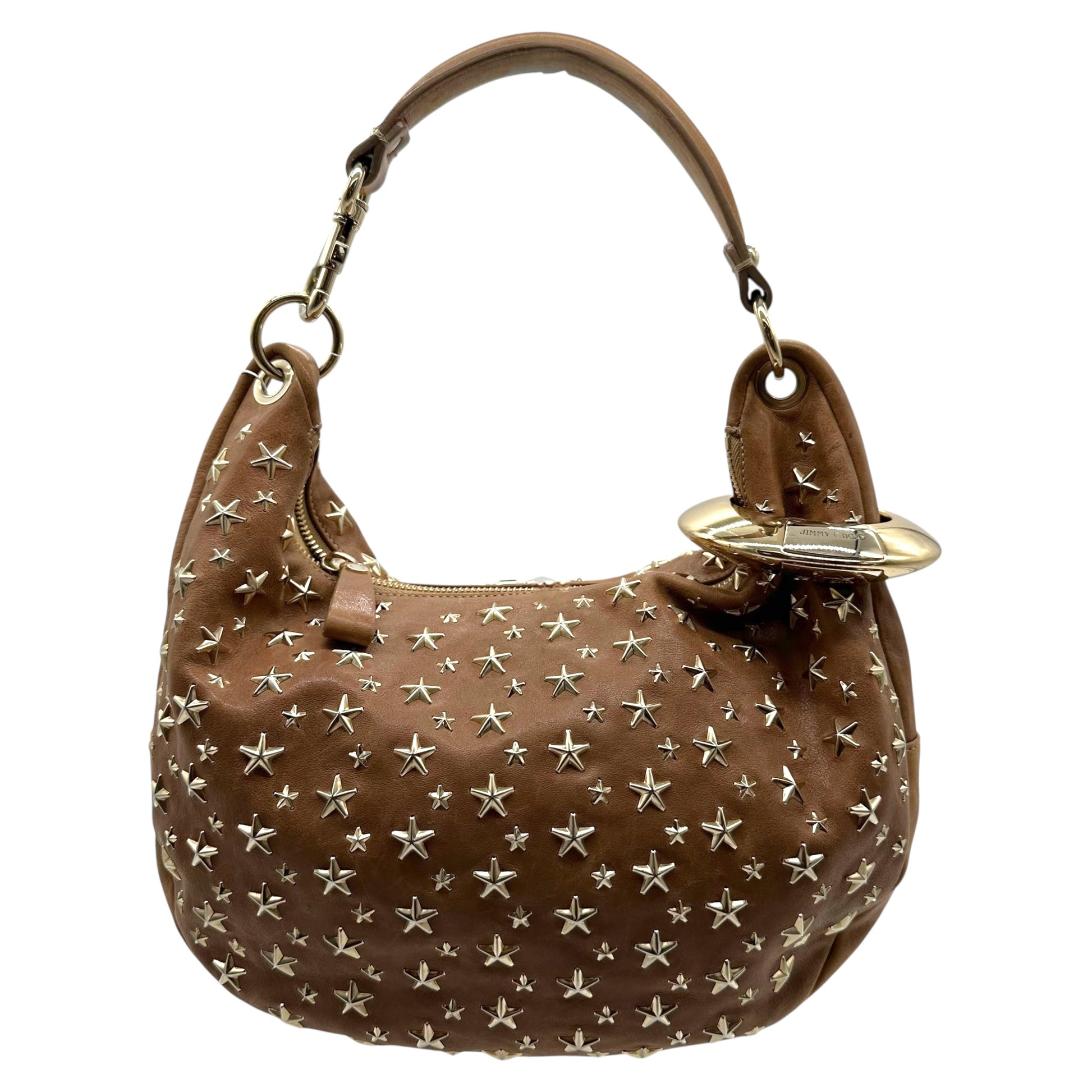 Jimmy Choo Brown & Gold Star Studded Hobo Shoulder Bag - Outfit Repeater