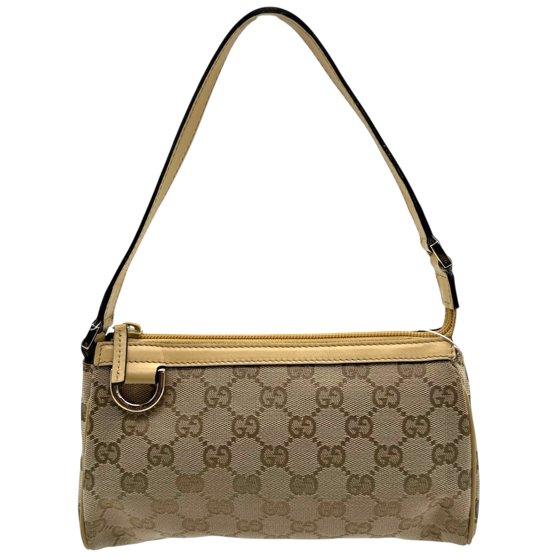 Gucci Tan Monogram Leather Trim Abby Shoulder Pochette - Outfit Repeater