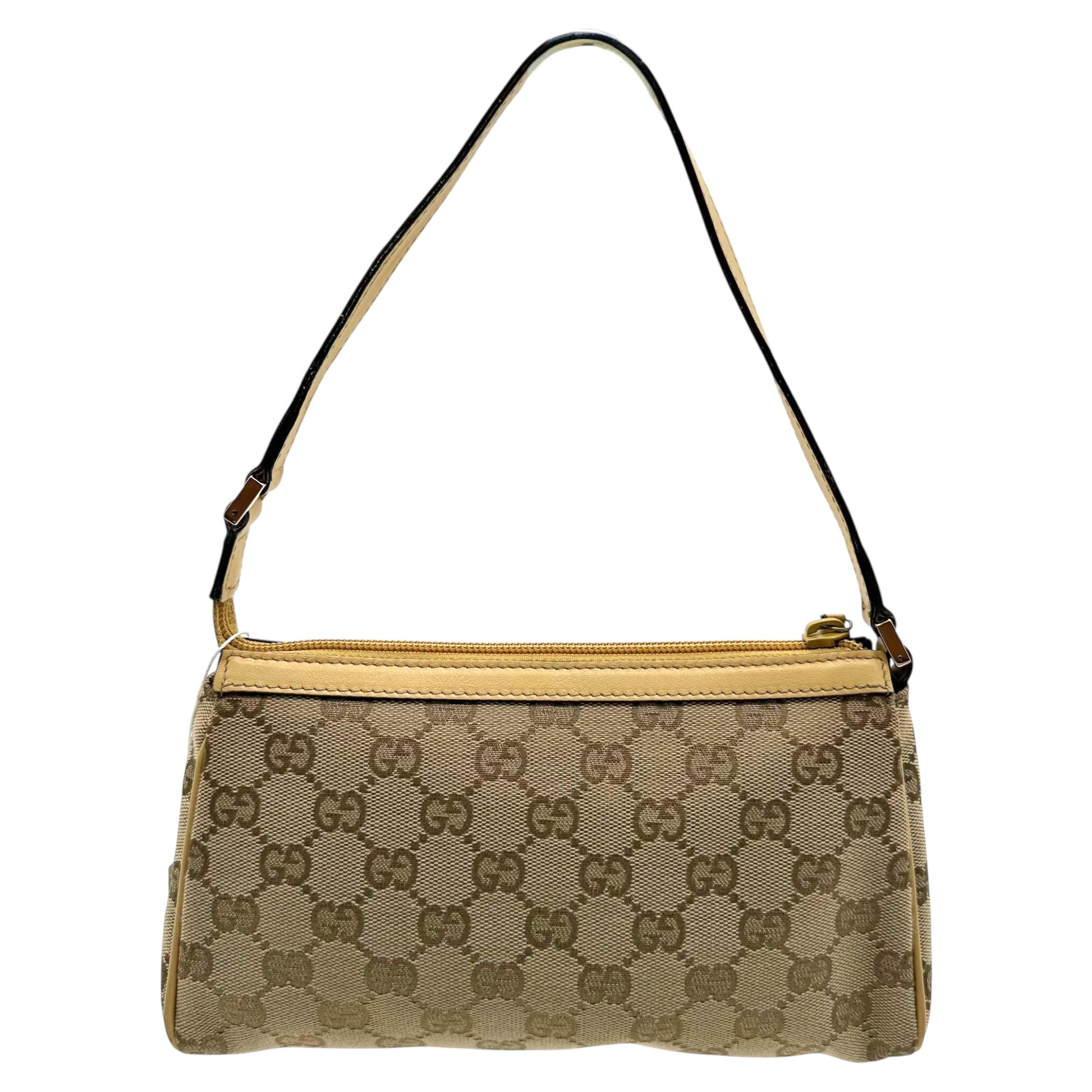Gucci Tan Monogram Leather Trim Abby Shoulder Pochette - Outfit Repeater