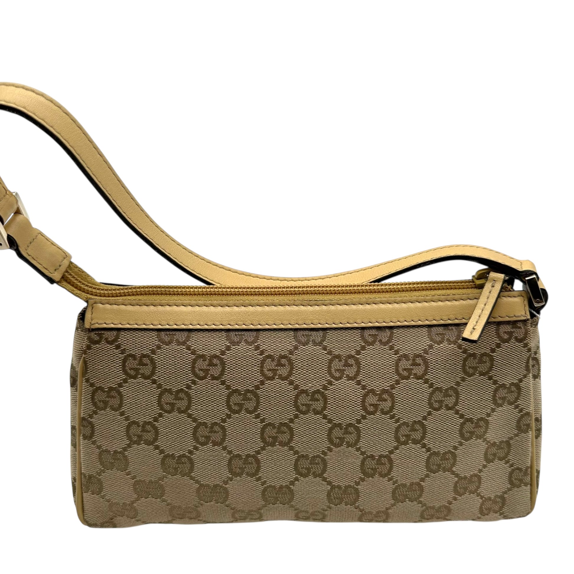 Gucci Tan Monogram Leather Trim Abby Shoulder Pochette - Outfit Repeater