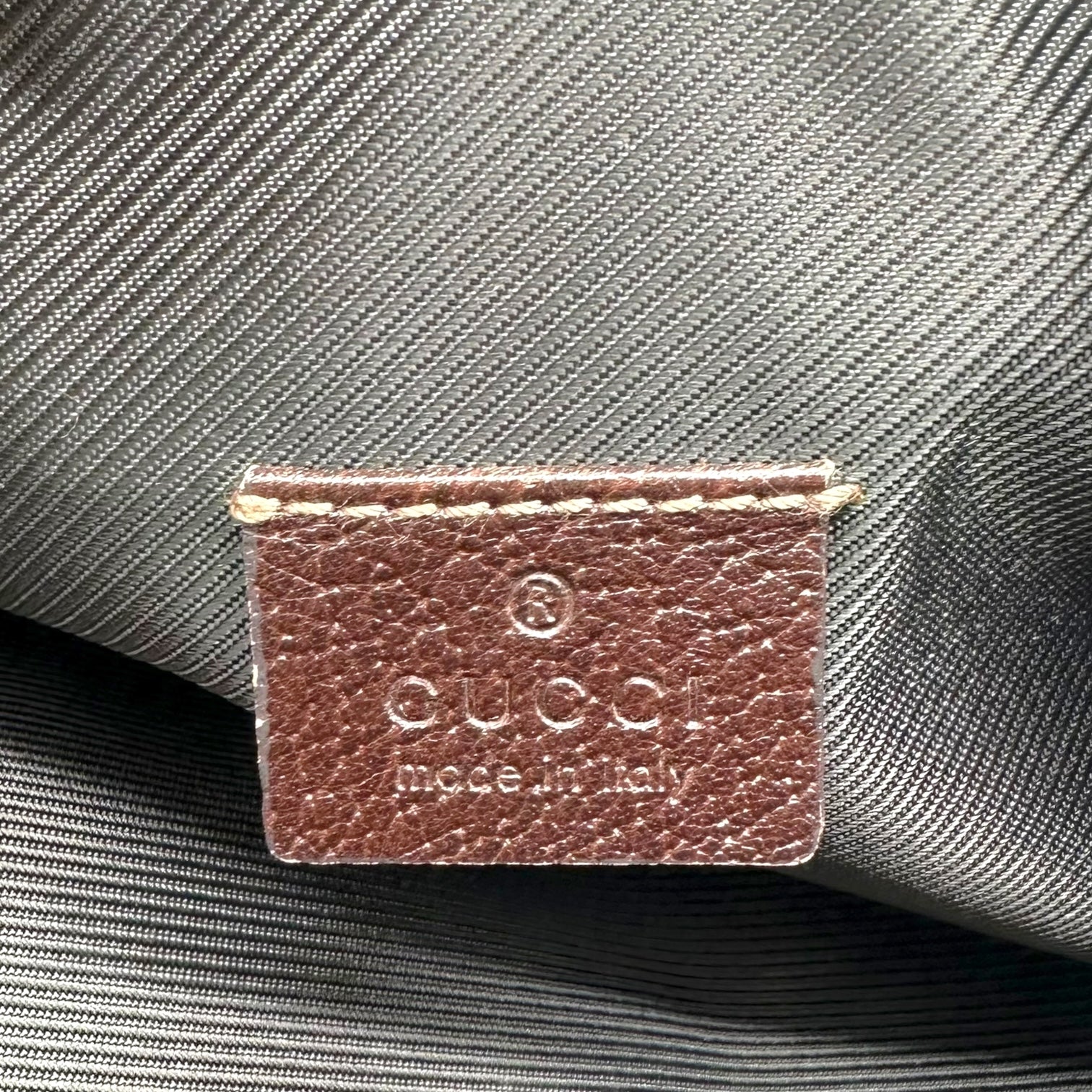 Gucci Brown Monogram Leather Trim Abby Shoulder Pochette - Outfit Repeater