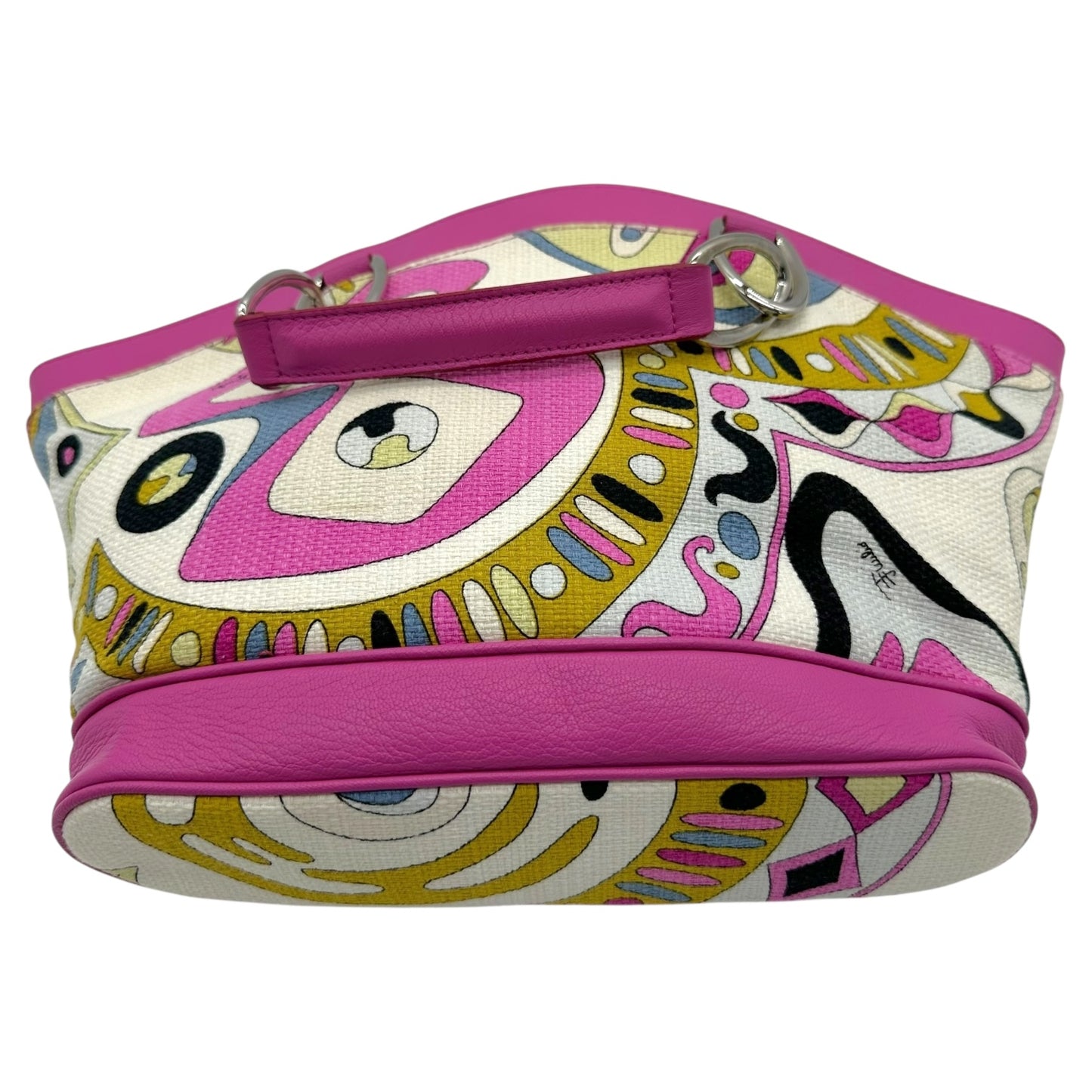 Emilio Pucci Multicolor Printed Pink Leather Trim Bag