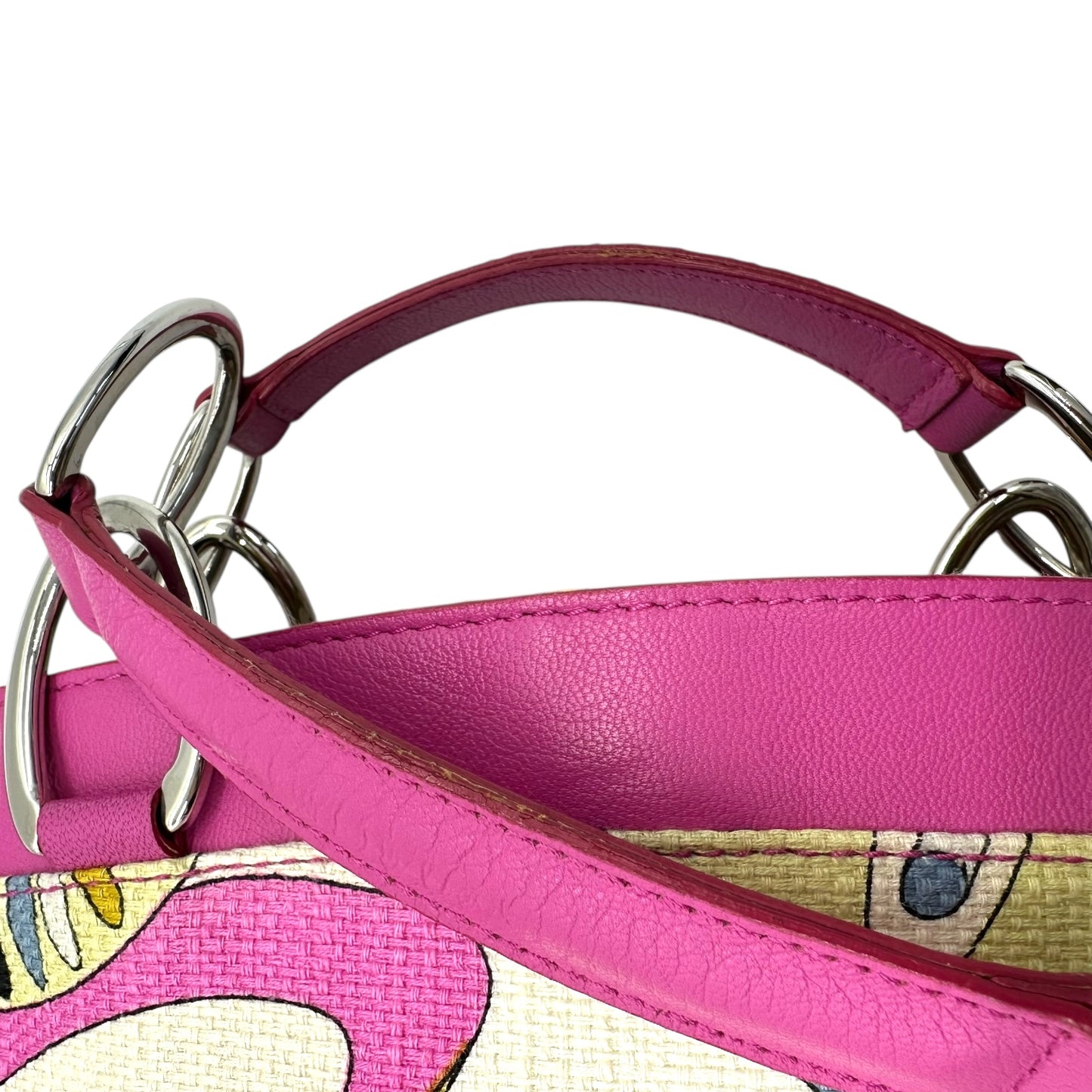 Emilio Pucci Multicolor Printed Pink Leather Trim Bag