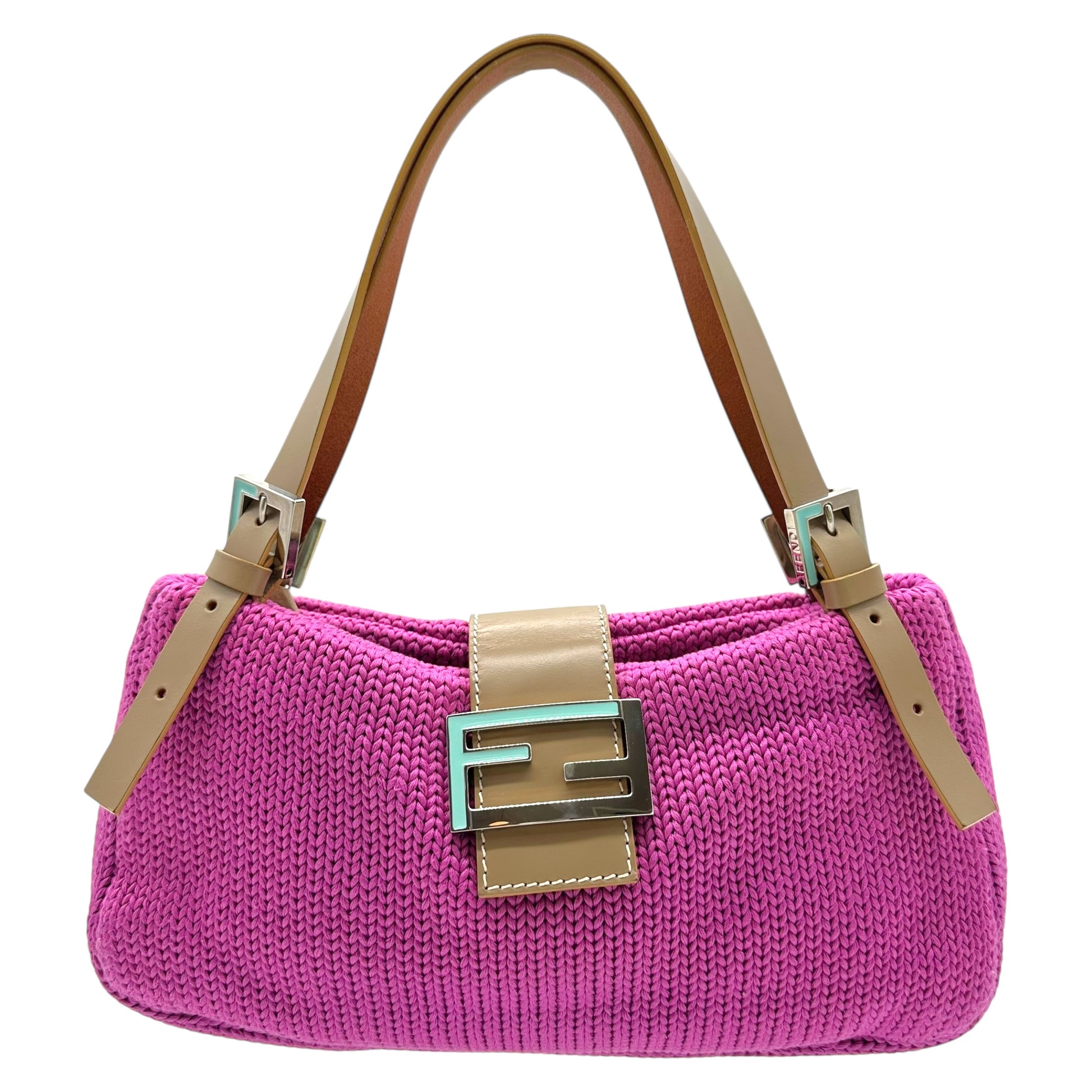 Fendi Pink Knit Baguette Shoulder Bag - Outfit Repeater