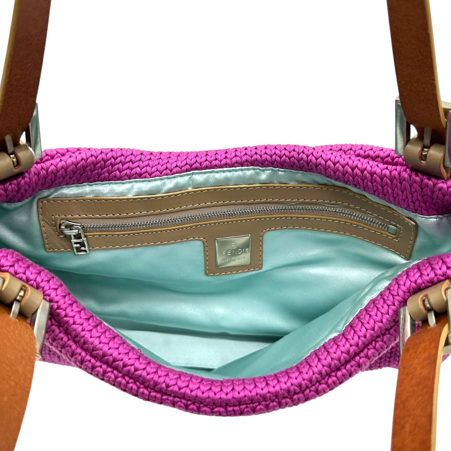 Fendi Pink Knit Baguette Shoulder Bag - Outfit Repeater