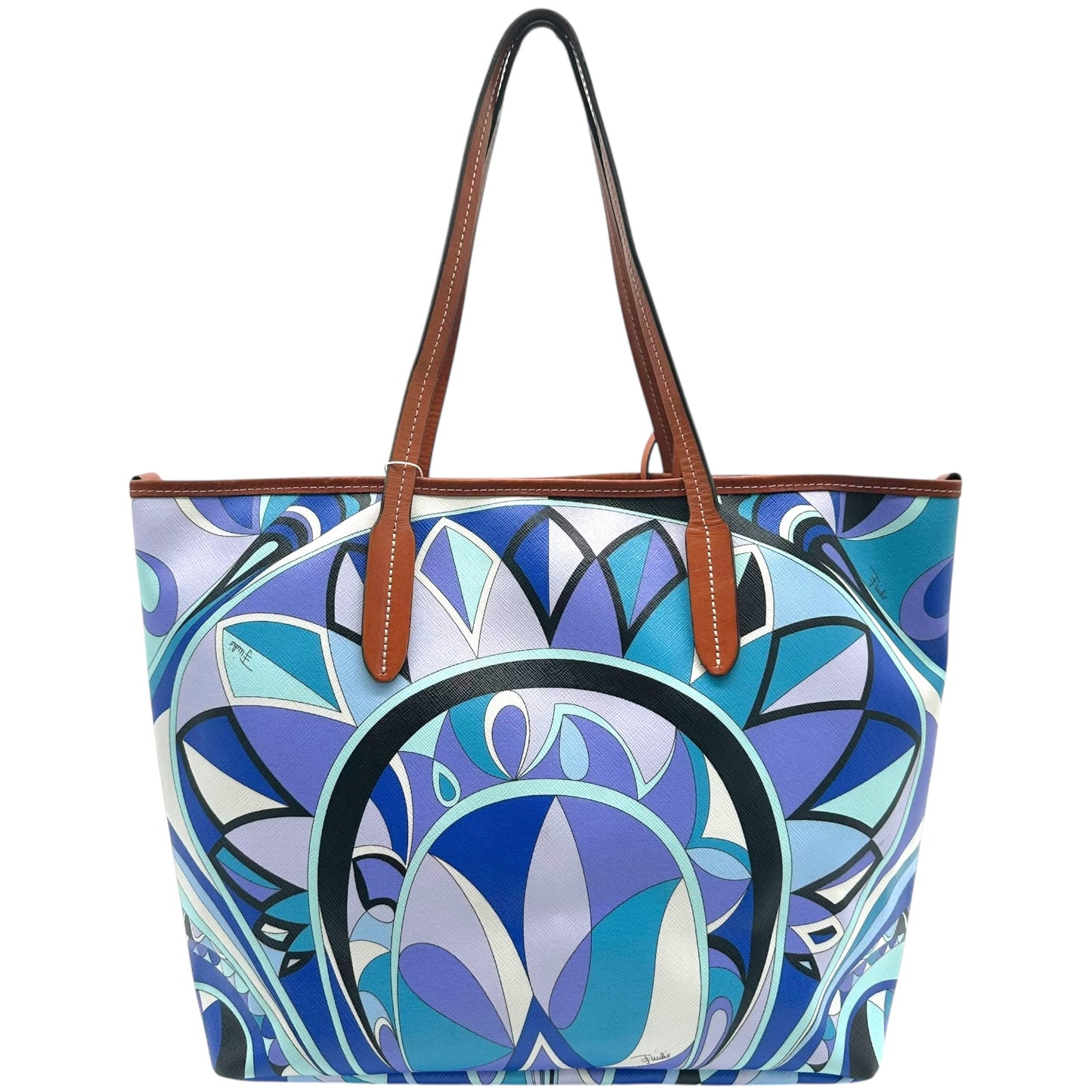Emilio Pucci Blue Printed Coated Canvas Tote Bag - Outfit Repeater