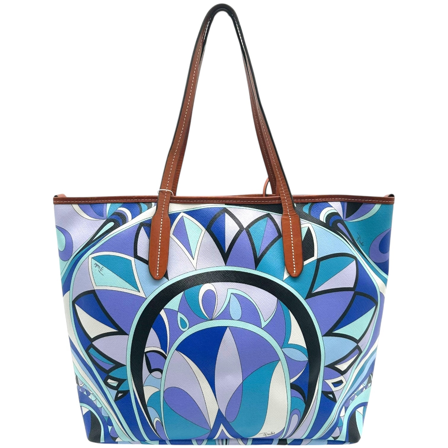 Emilio Pucci Blue Printed Coated Canvas Tote Bag - Outfit Repeater