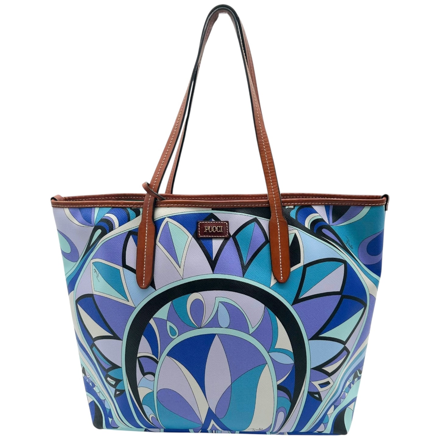 Emilio Pucci Blue Printed Coated Canvas Tote Bag - Outfit Repeater