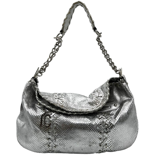 Roberto Cavalli Silver Snakeskin Hobo Shoulder Bag - Outfit Repeater