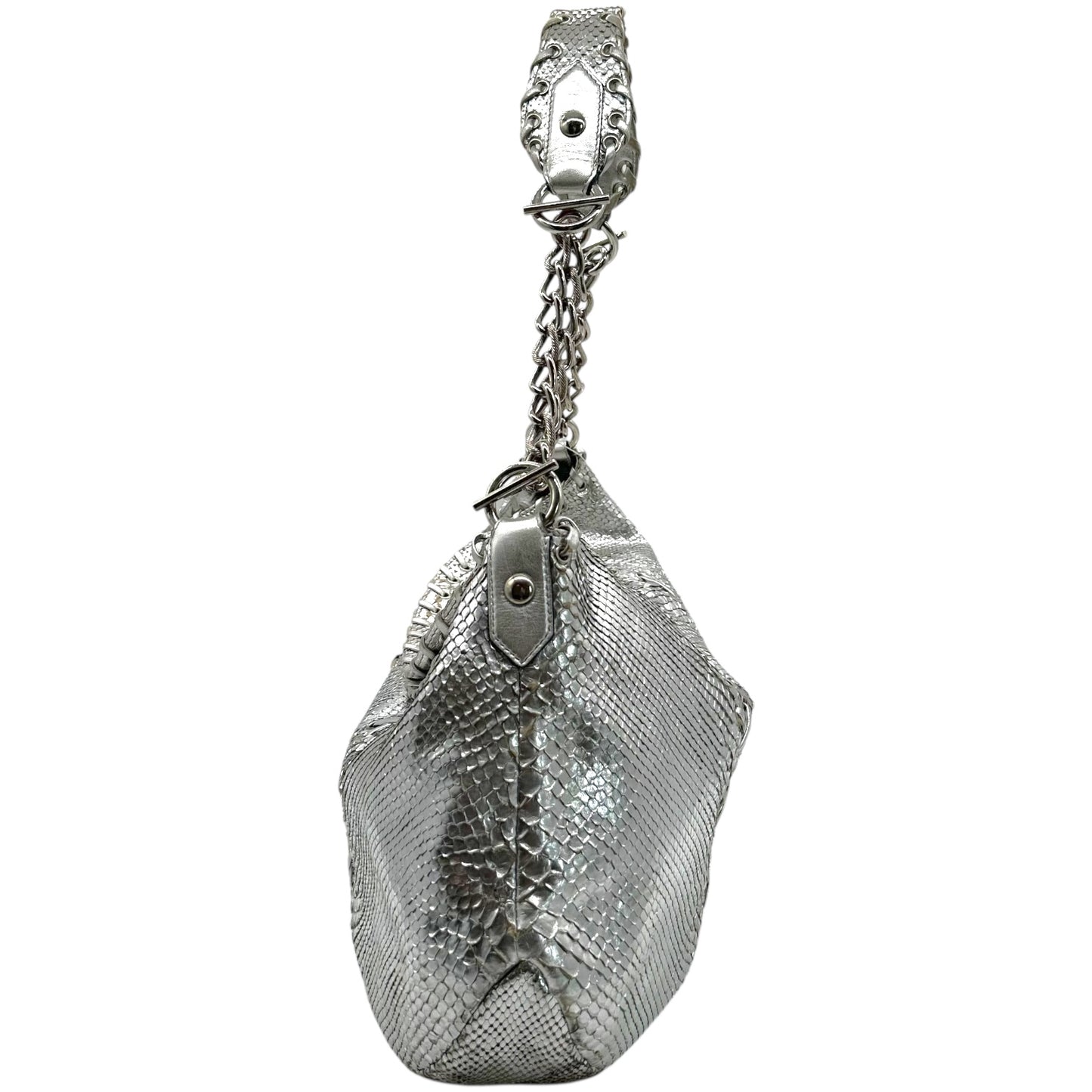 Roberto Cavalli Silver Snakeskin Hobo Shoulder Bag - Outfit Repeater