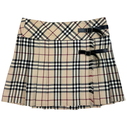 Burberry Blue Label Classic Tan Plaid Pleated Mini Skirt