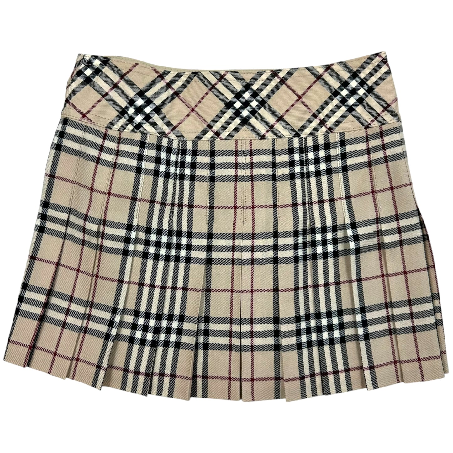 Burberry Blue Label Classic Tan Plaid Pleated Mini Skirt