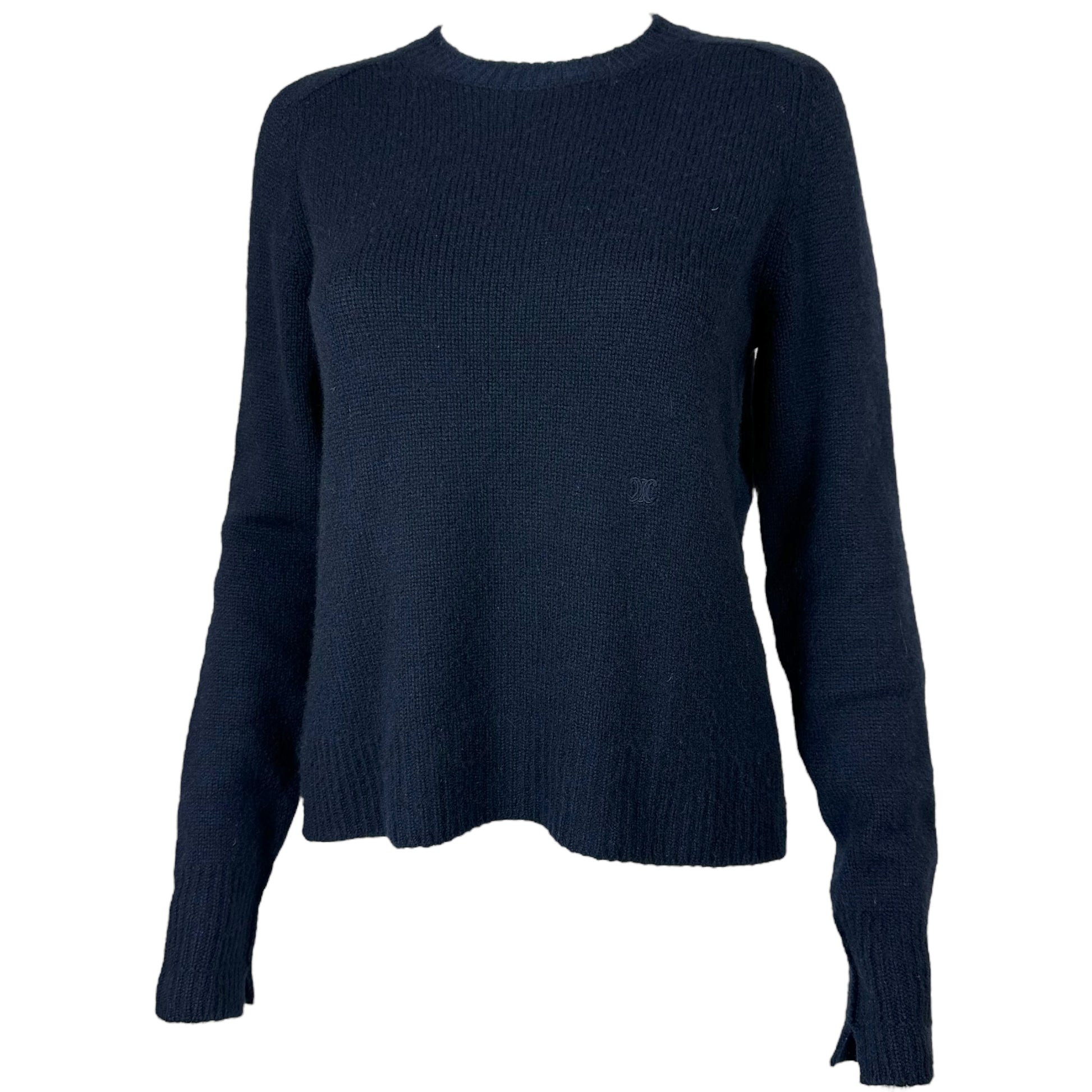 Celine by Phoebe Philo Navy Cashmere Logo Sweater - Outfit Repeater