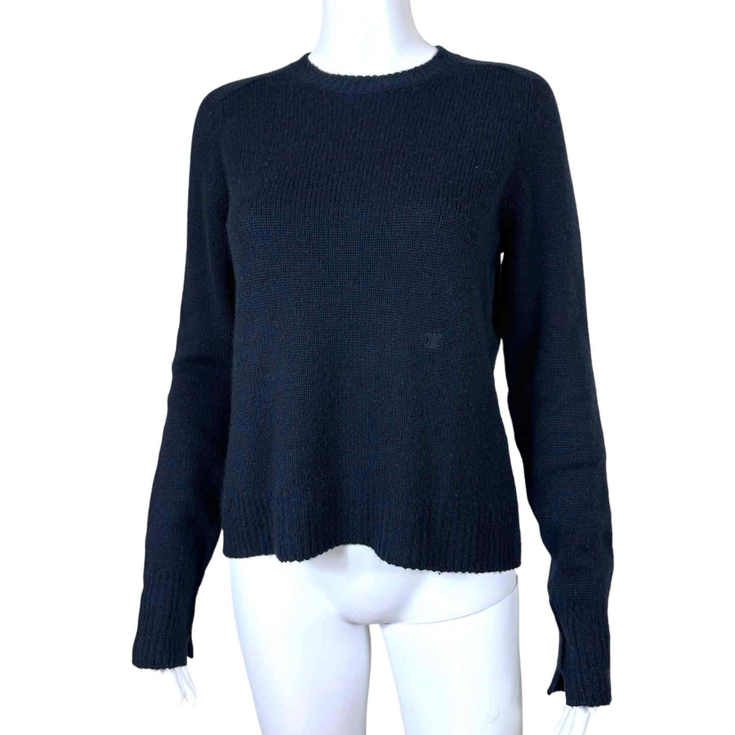 Celine by Phoebe Philo Navy Cashmere Logo Sweater - Outfit Repeater