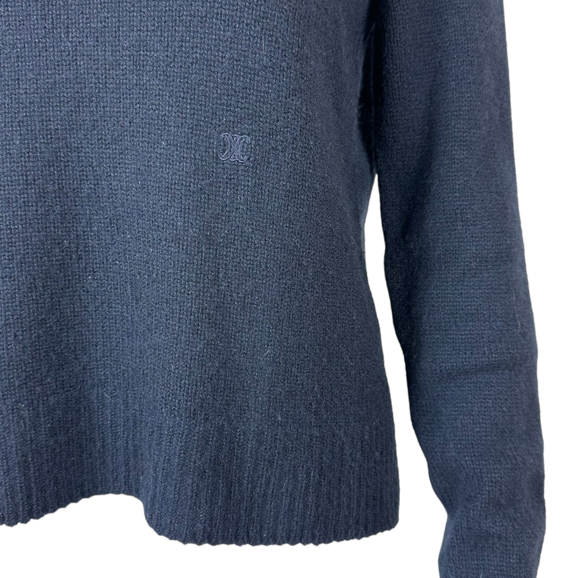 Celine by Phoebe Philo Navy Cashmere Logo Sweater - Outfit Repeater