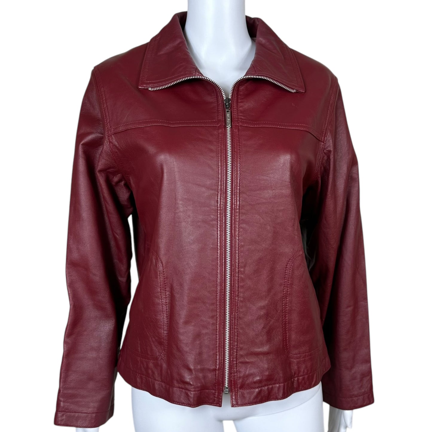 Balmain Burgundy Leather Jacket - Outfit Repeater