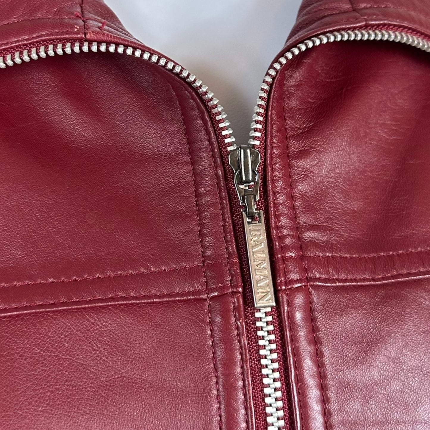 Balmain Burgundy Leather Jacket - Outfit Repeater