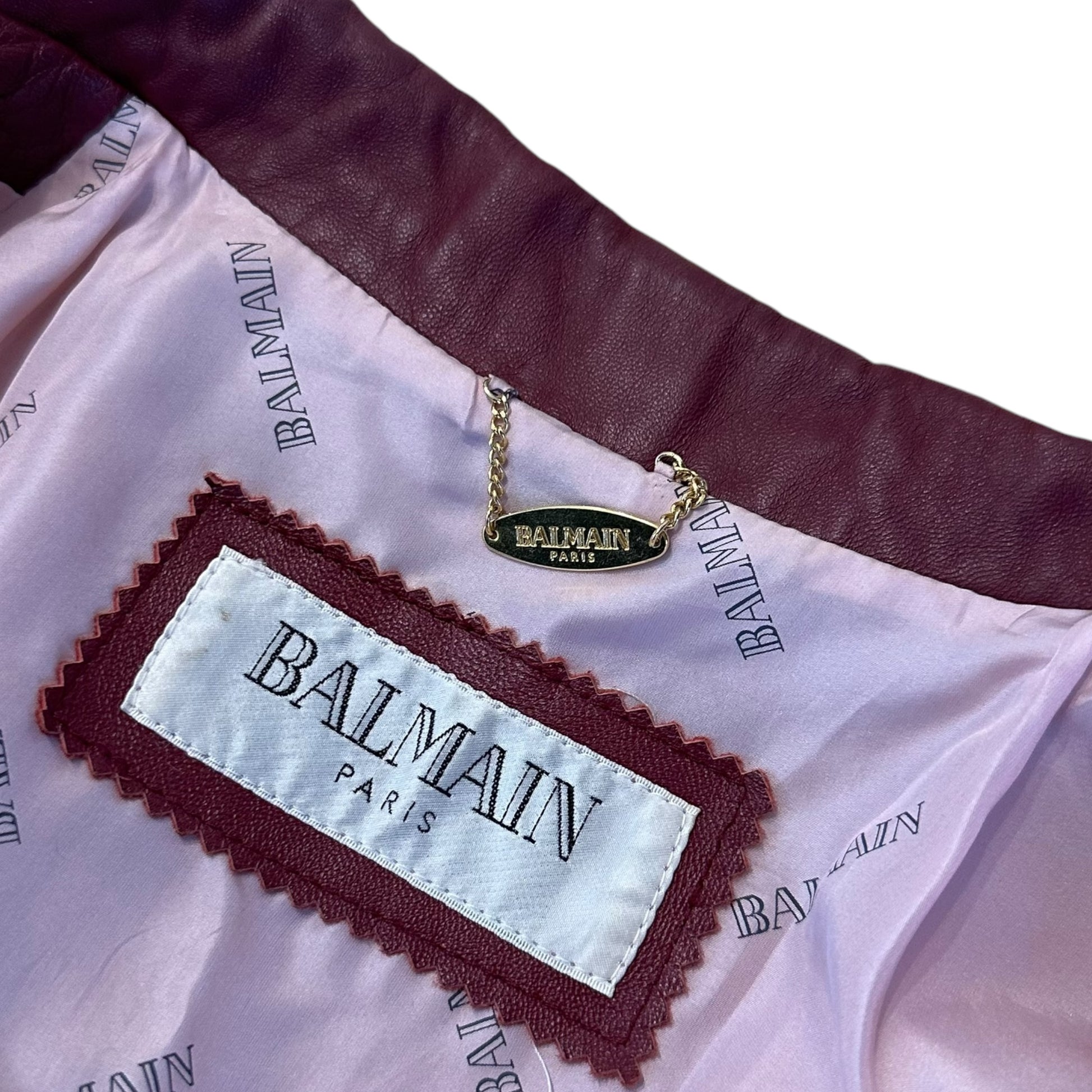 Balmain Burgundy Leather Jacket - Outfit Repeater