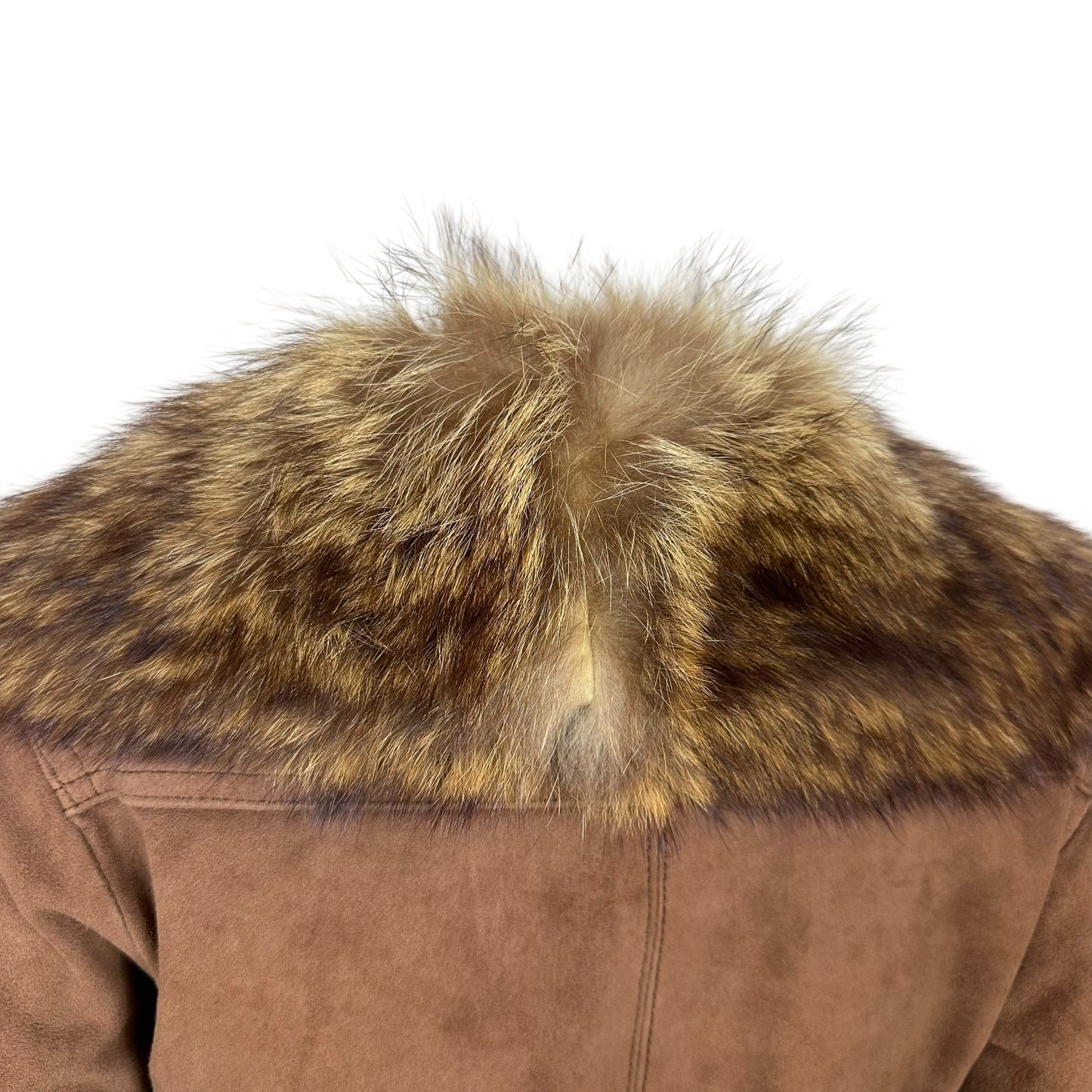 Yves Saint Laurent Brown Suede Trench Coat With Fur Trim