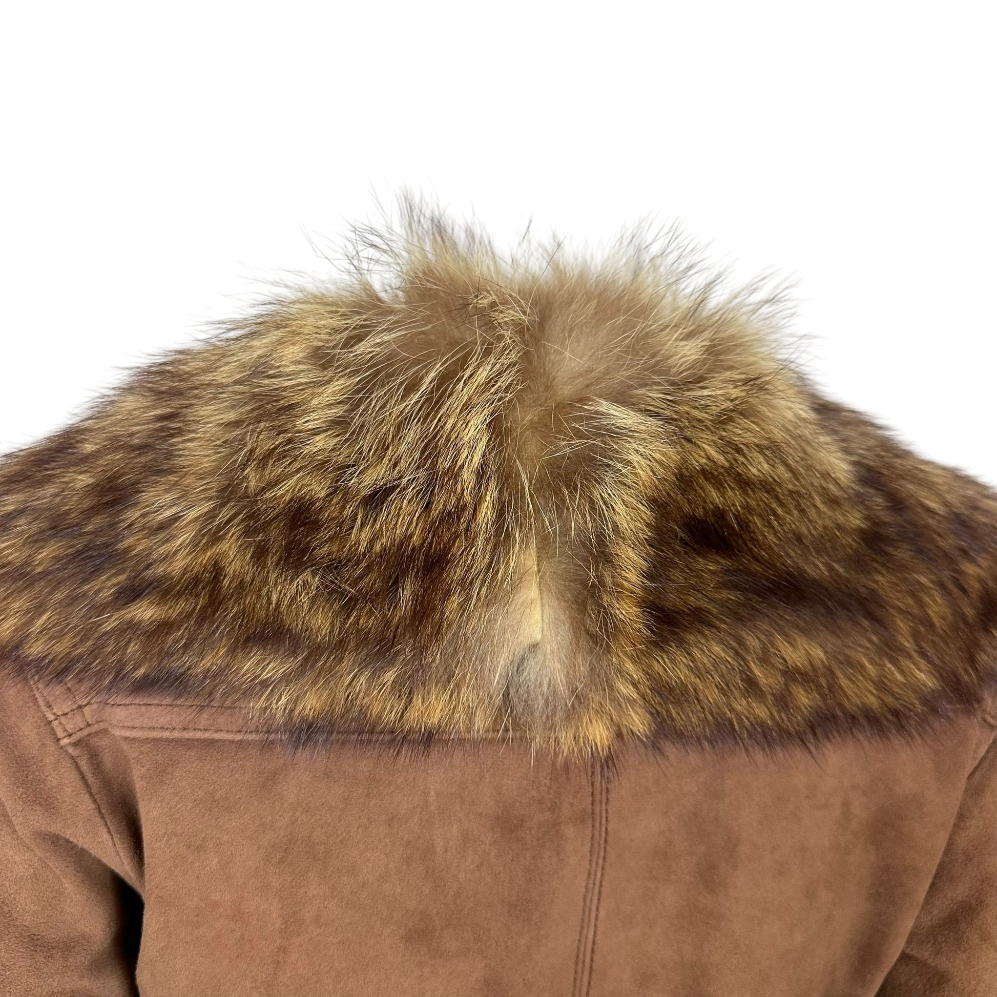 Yves Saint Laurent Brown Suede Trench Coat With Fur Trim
