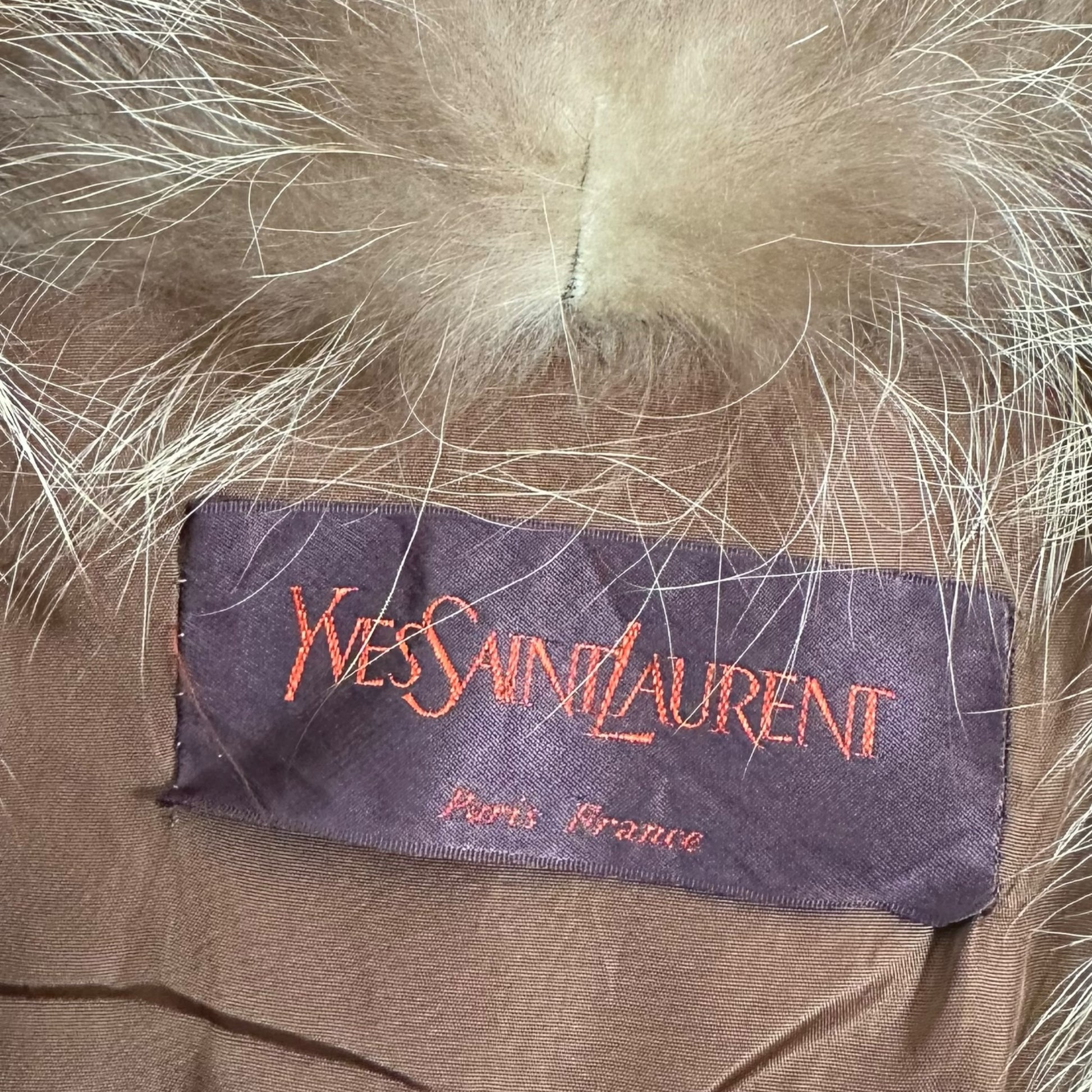 Yves Saint Laurent Brown Suede Trench Coat With Fur Trim