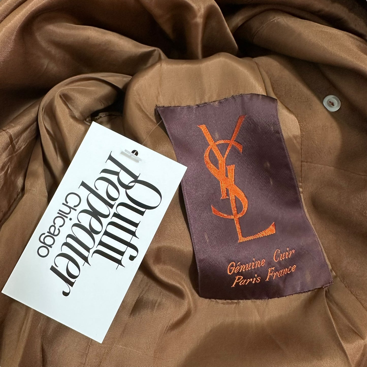 Yves Saint Laurent Brown Suede Trench Coat With Fur Trim