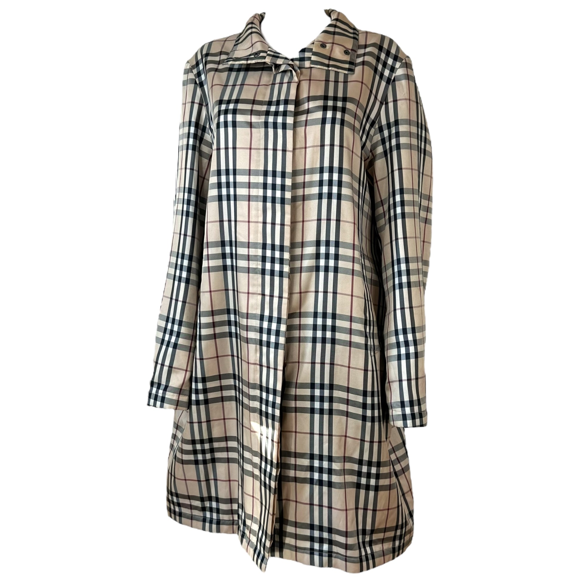 Burberry Tan Nova Check Plaid Trench Coat