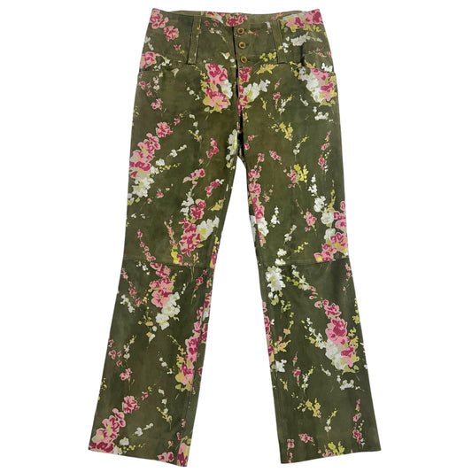 Dolce & Gabbana Floral Print Suede Pants