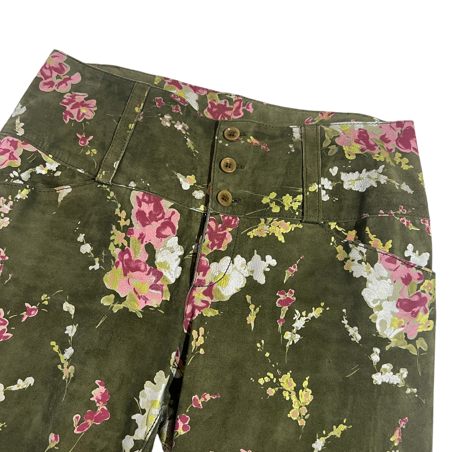 Dolce & Gabbana Floral Print Suede Pants