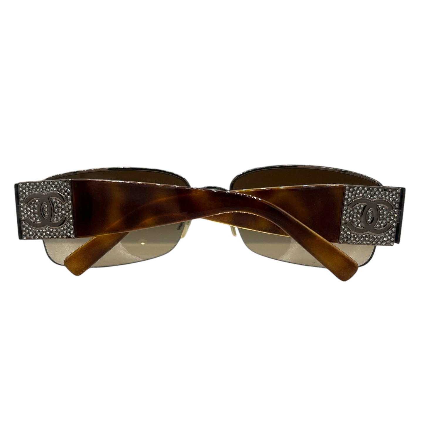 Chanel Brown Tortoise 4117 Crystal Logo Sunglasses - Outfit Repeater