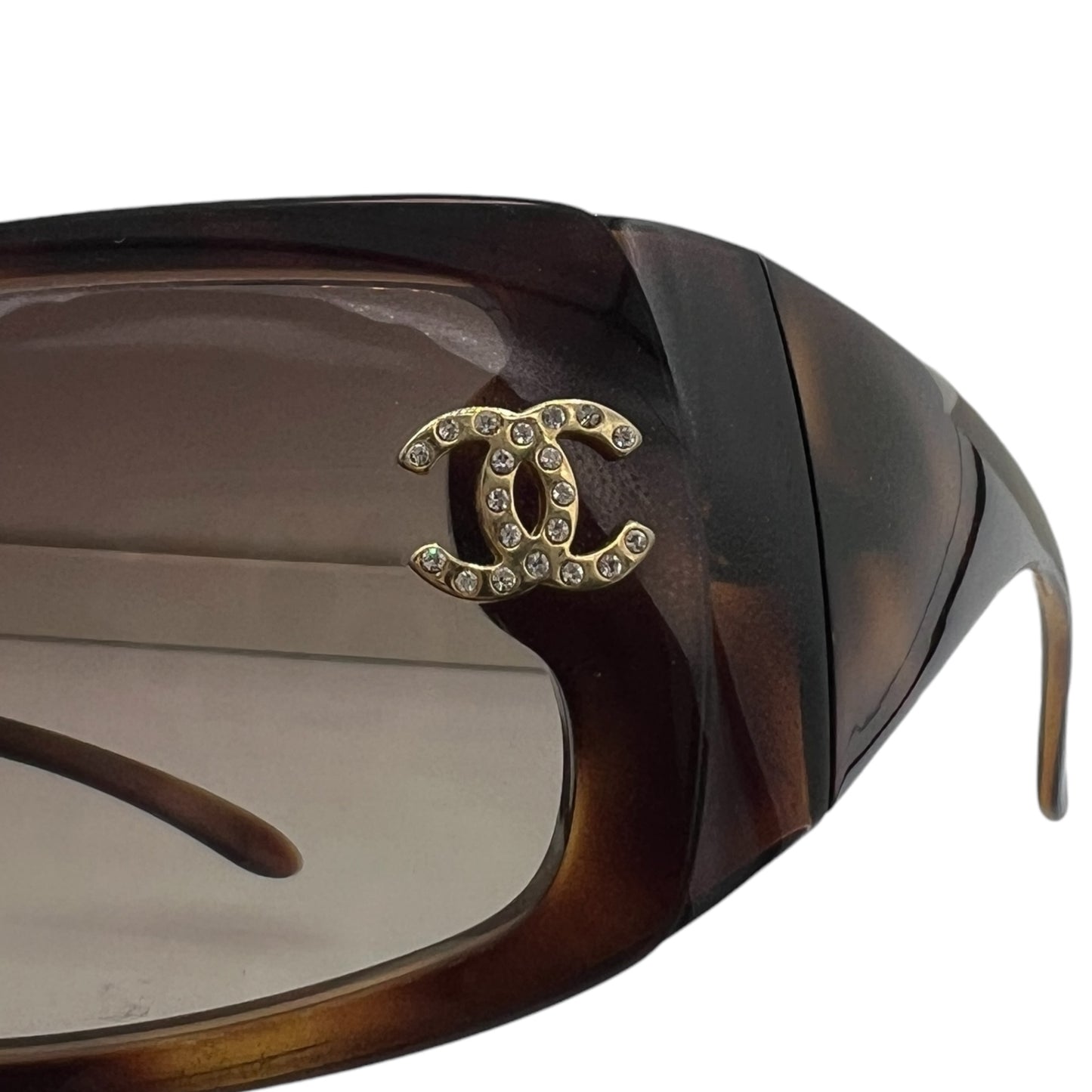 Chanel Brown Crystal Logo Shield Sunglasses 5088 - Outfit Repeater