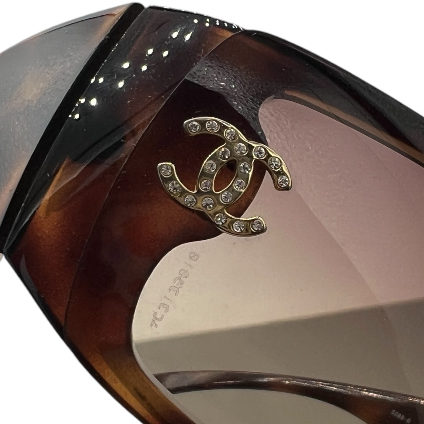 Chanel Brown Crystal Logo Shield Sunglasses 5088 - Outfit Repeater